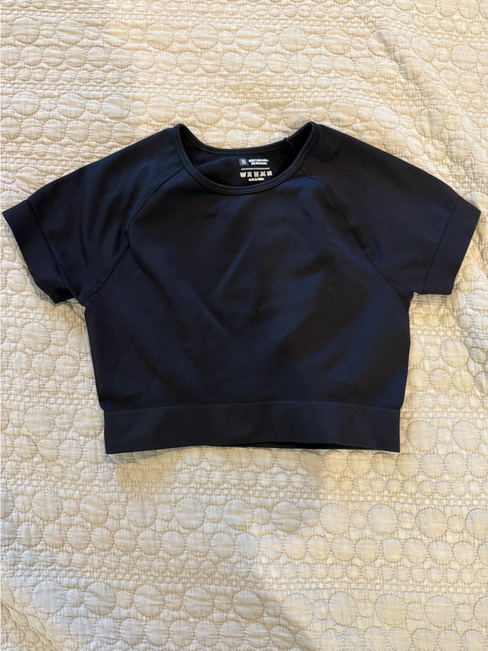Black Cropped Short Sleeve Top